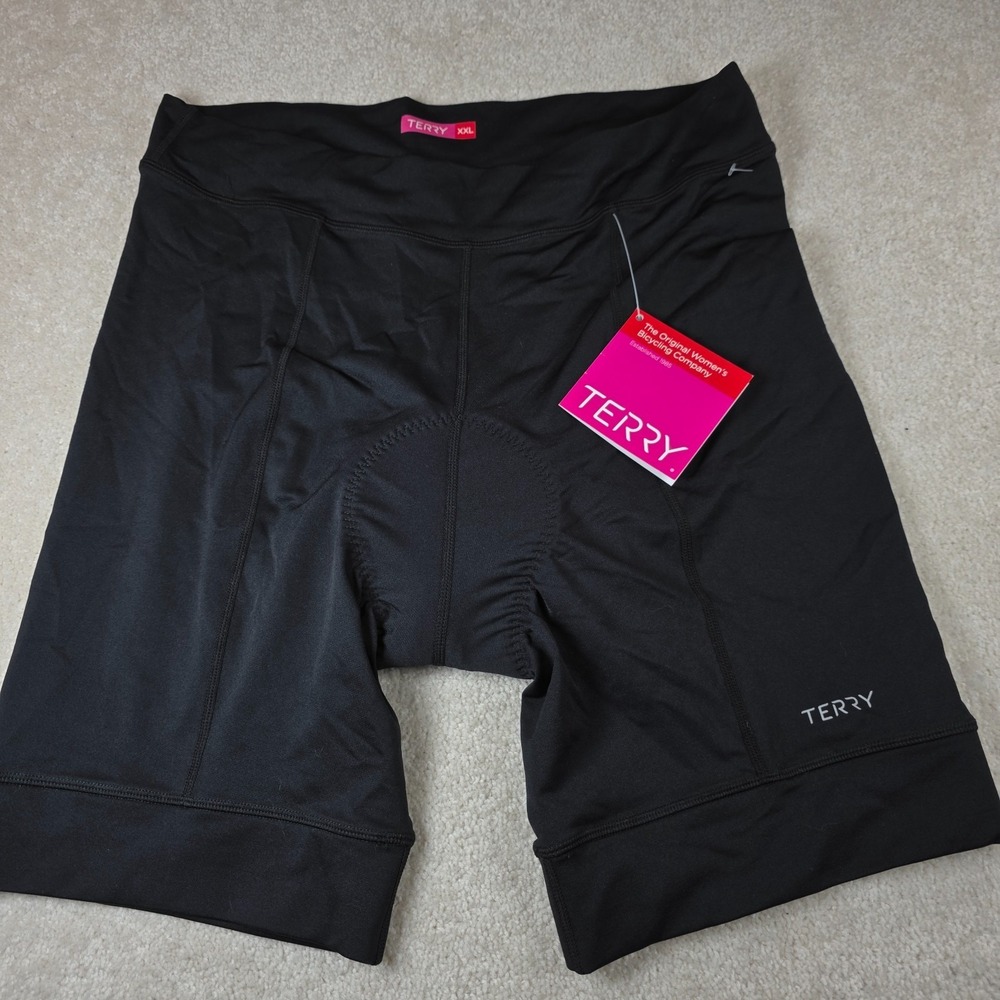 Terry Cycling Shorts Womens XXL Black Actif Stretch Pull-On Performance NWT